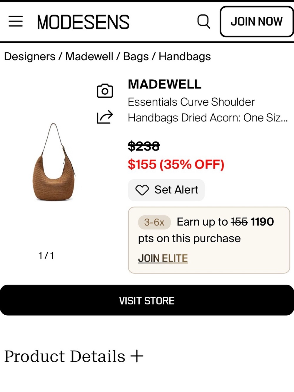 Madewell Woven Curve Shoulder/ Cross Body Bag in Dried Acorn - Picture 3 of 6